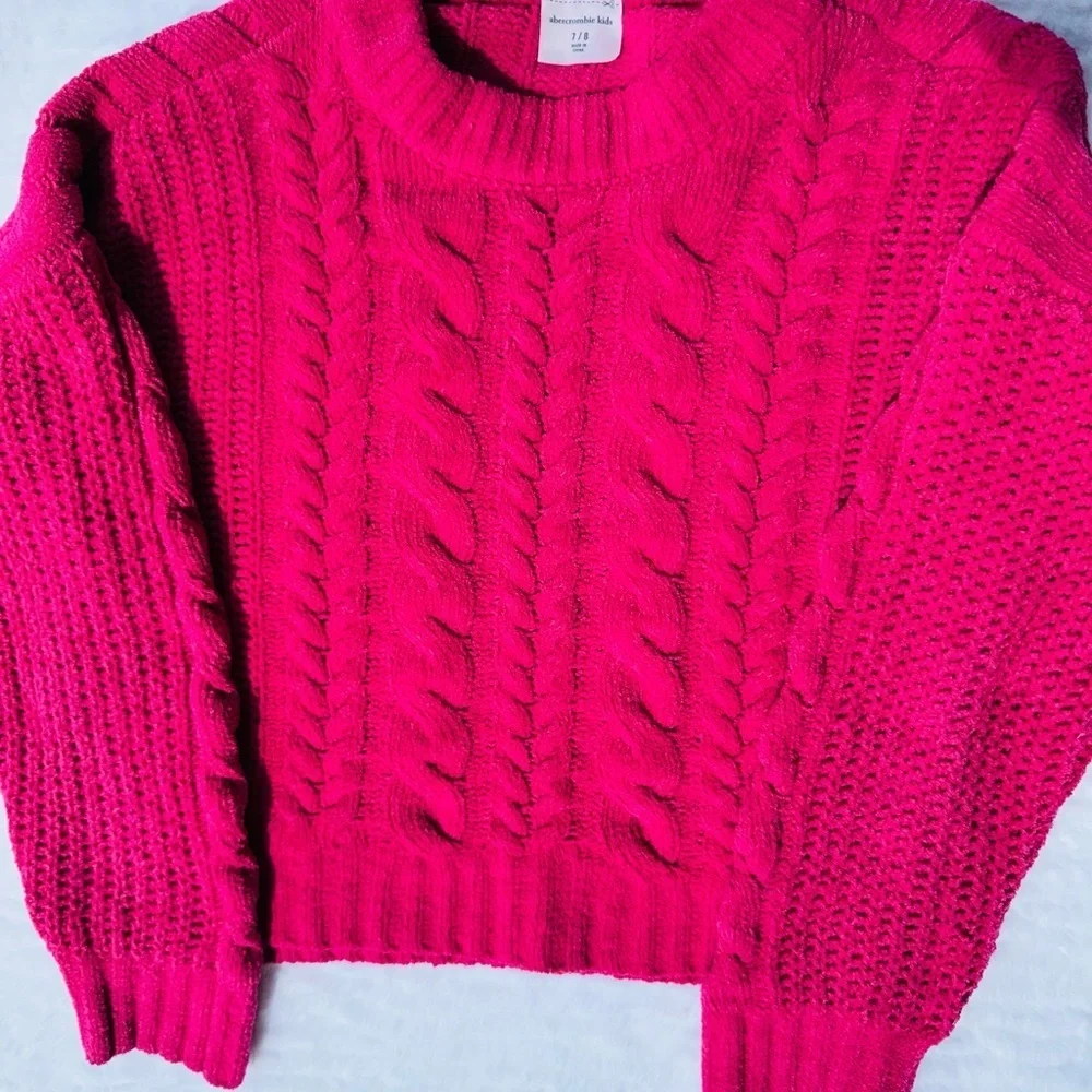 Abercrombie Kids Bright Pink Cable Knit Sweater